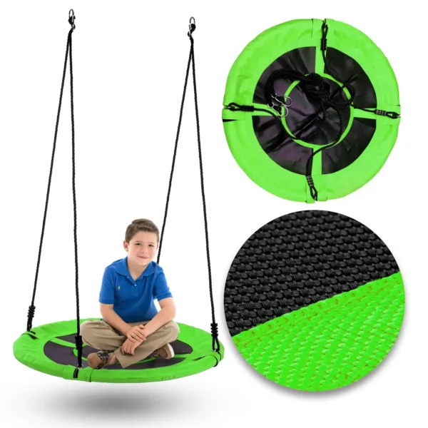 Nest swing Fotel hustawka bocianie gniazdo z oparciem Round Hanging Hammock for Kids zielony (Green)